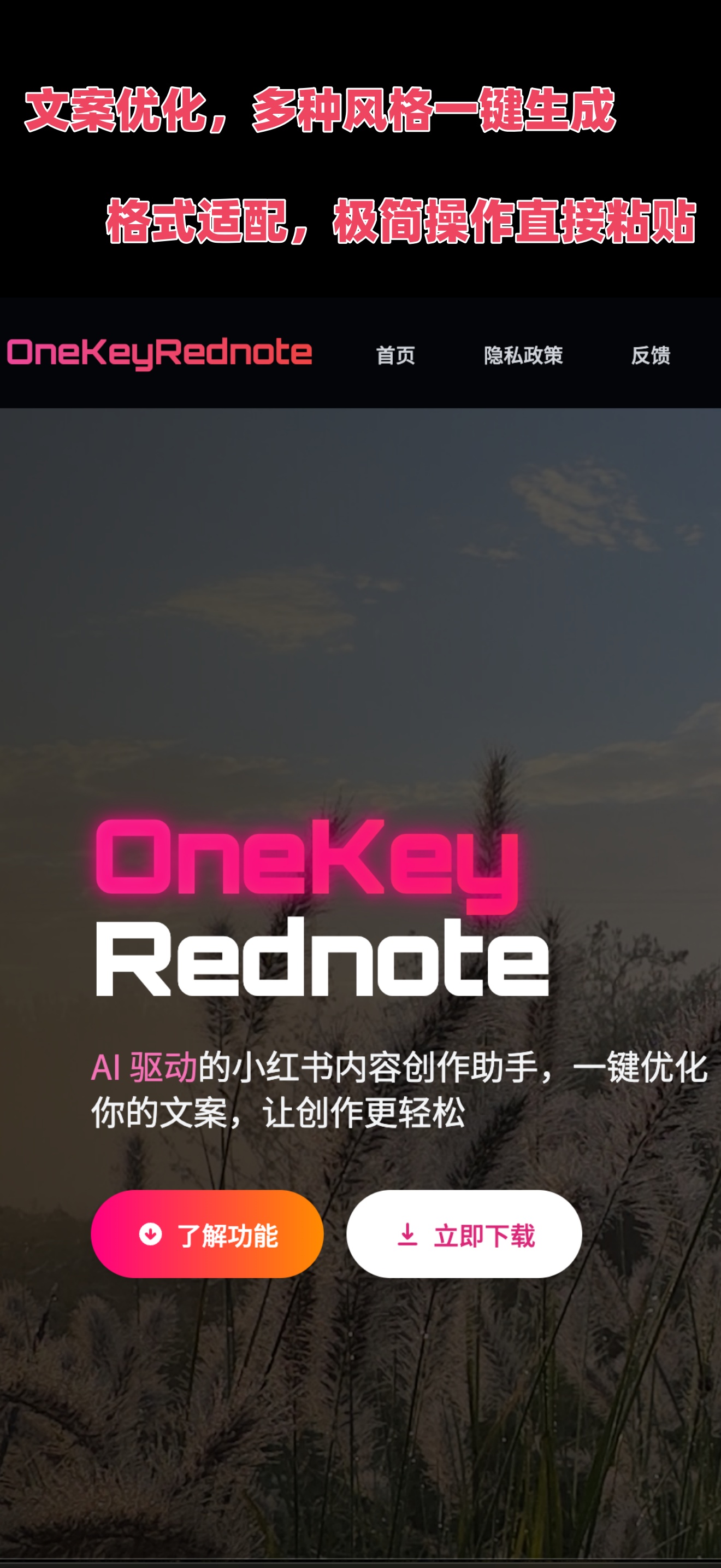 OneKeyRednote 主界面